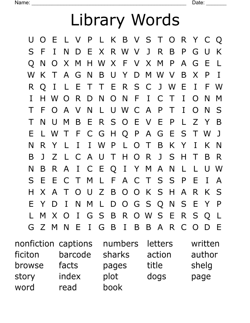 Library Words Word Search