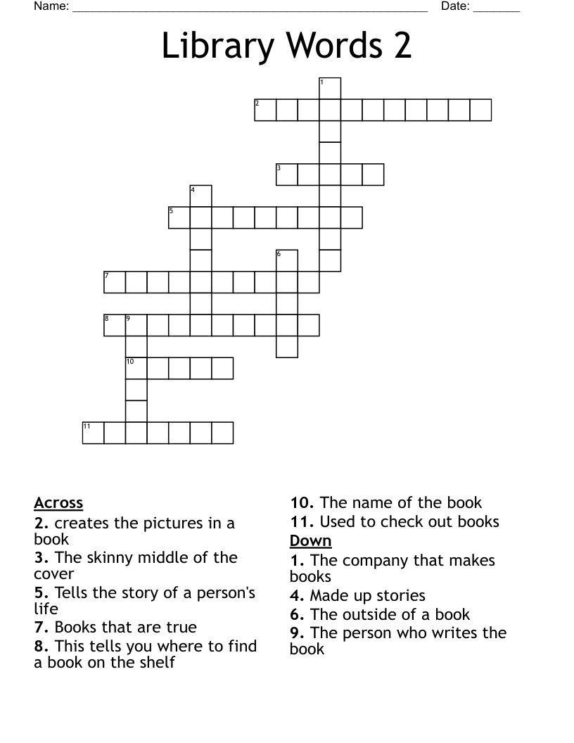 Library Words 2 Crossword