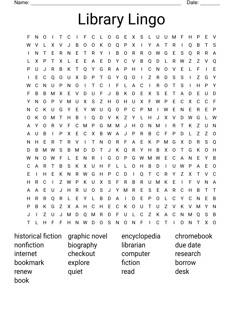Library  Lingo Word Search