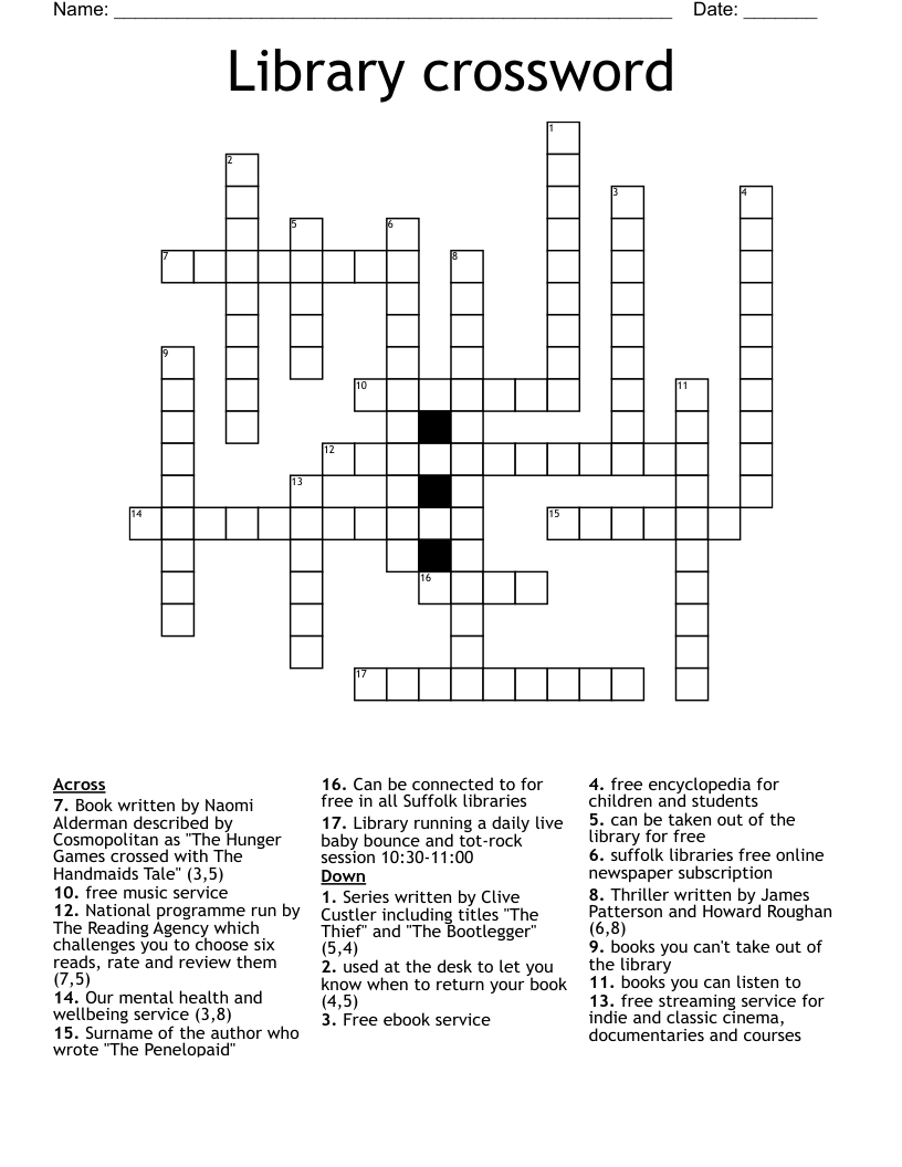 Library crossword