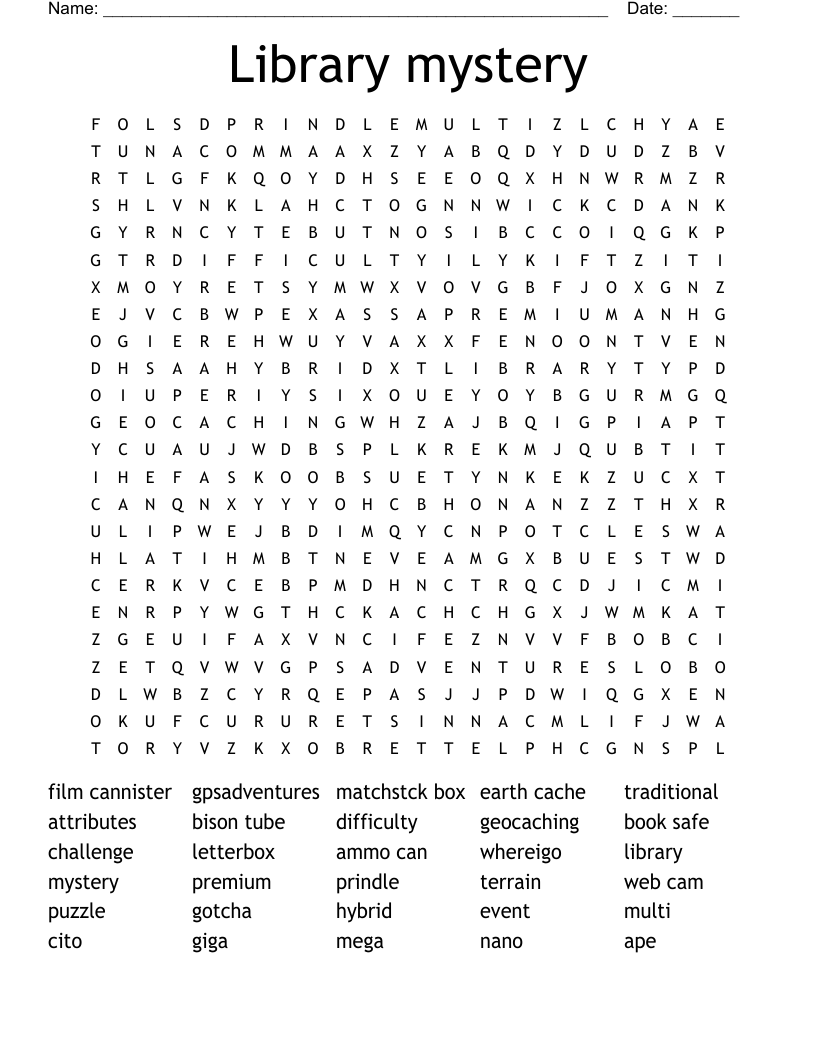 Library mystery Word Search