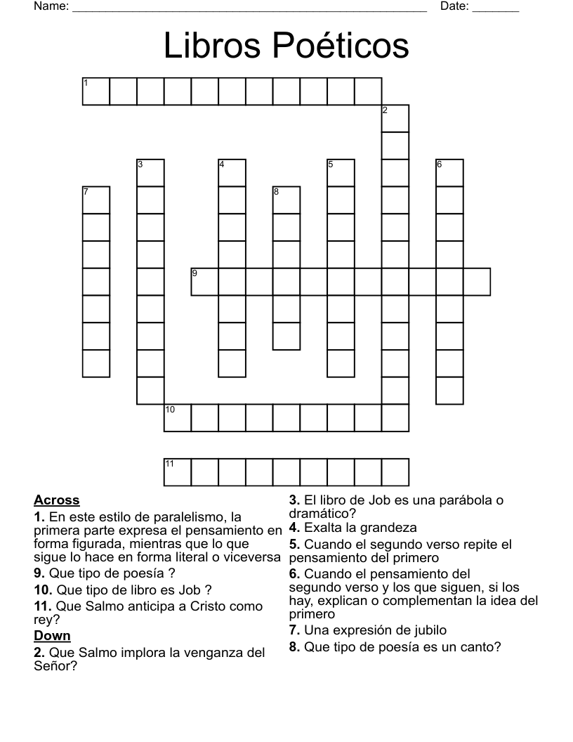 Libros Poéticos  Crossword