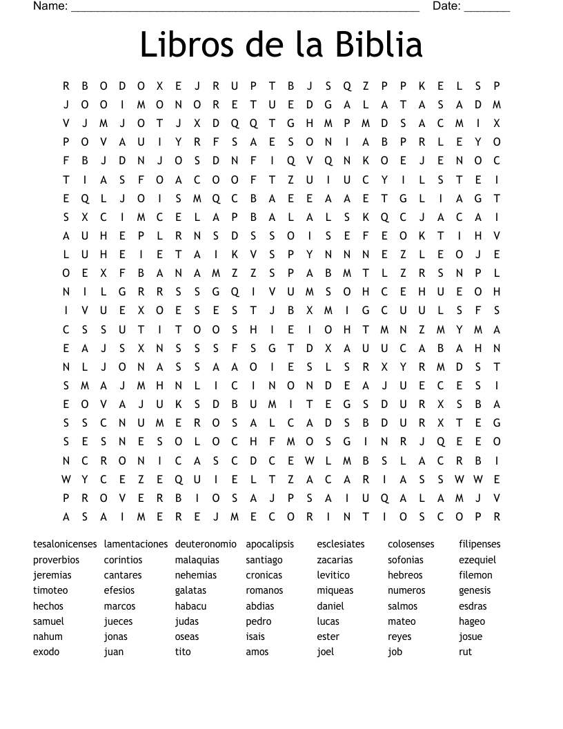 Libros de la Biblia Word Search