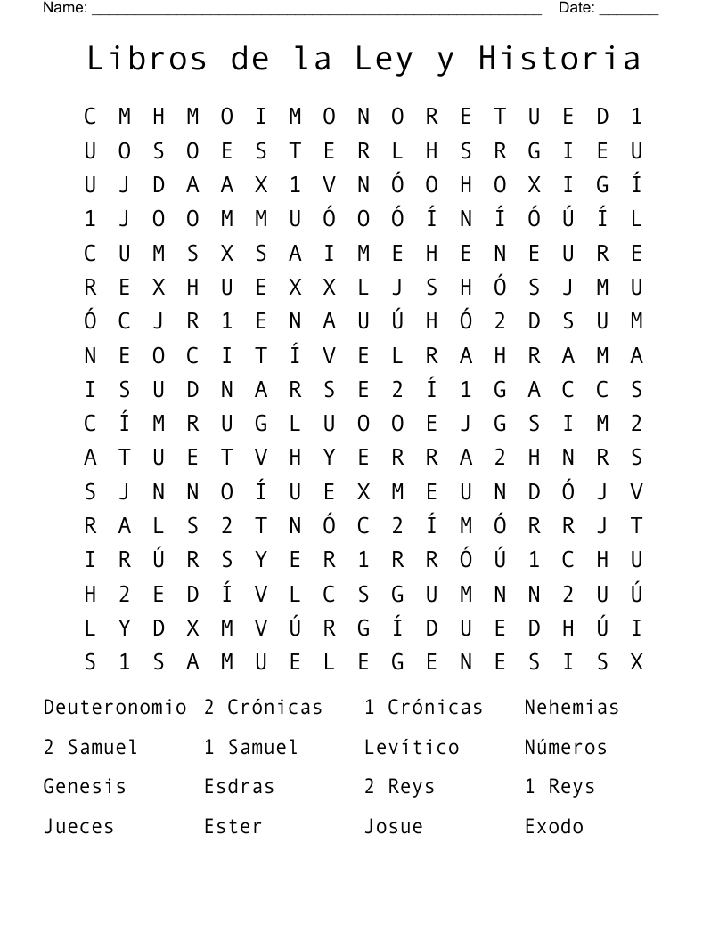 Libros de la Ley y Historia  Word Search