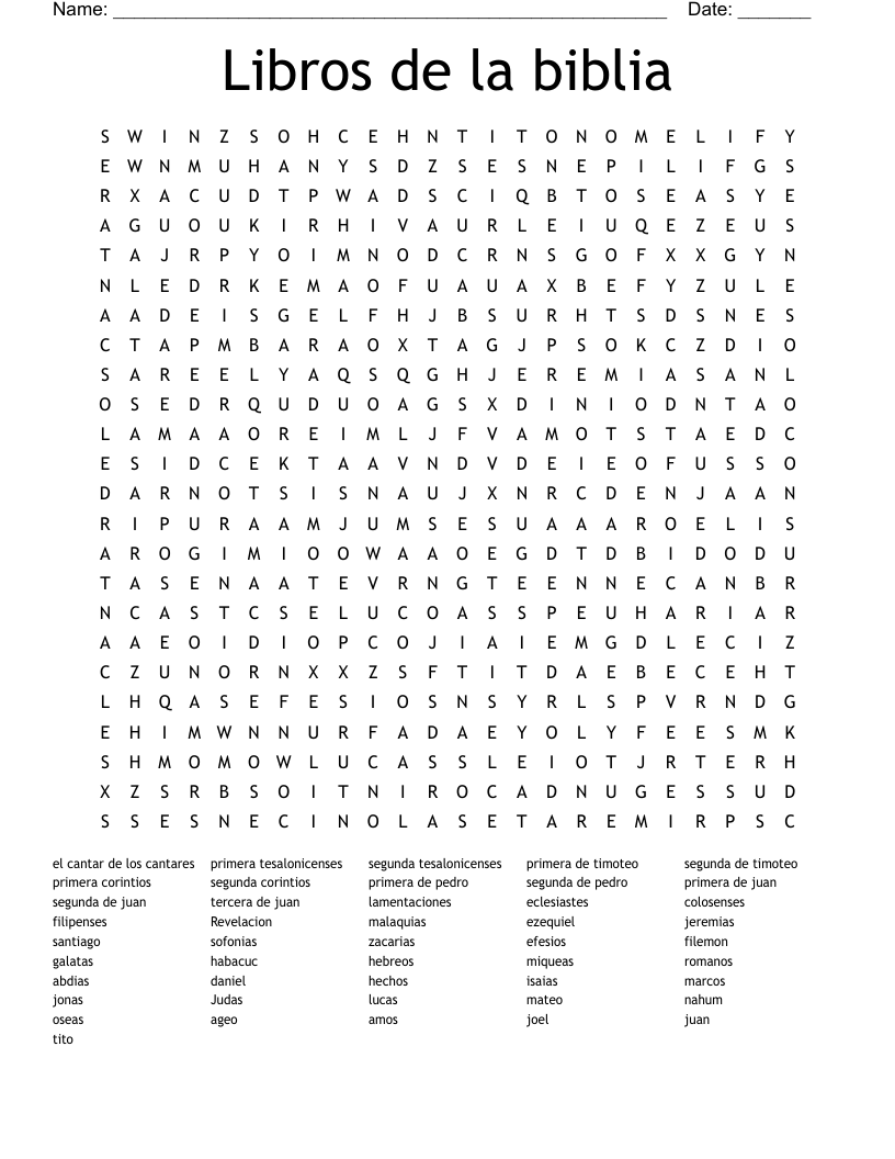 Libros de la biblia Word Search