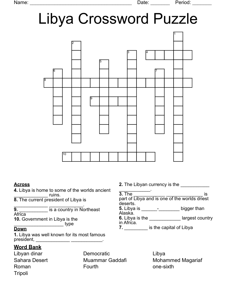 Libya Crossword Puzzle