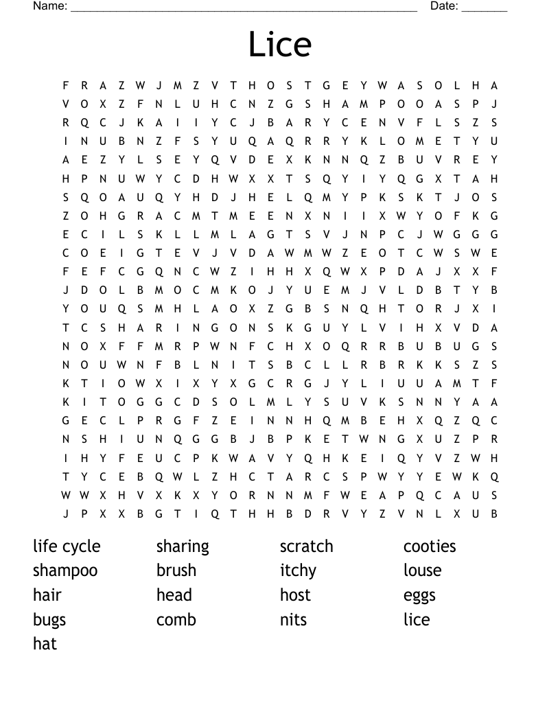 Lice Word Search