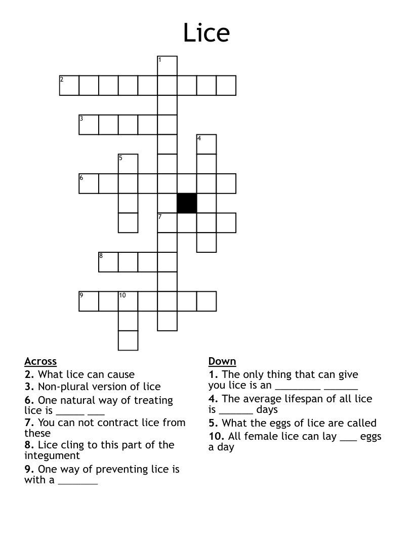 Lice Crossword