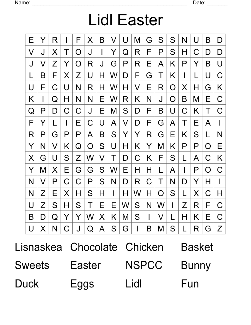 Lidl Easter Word Search