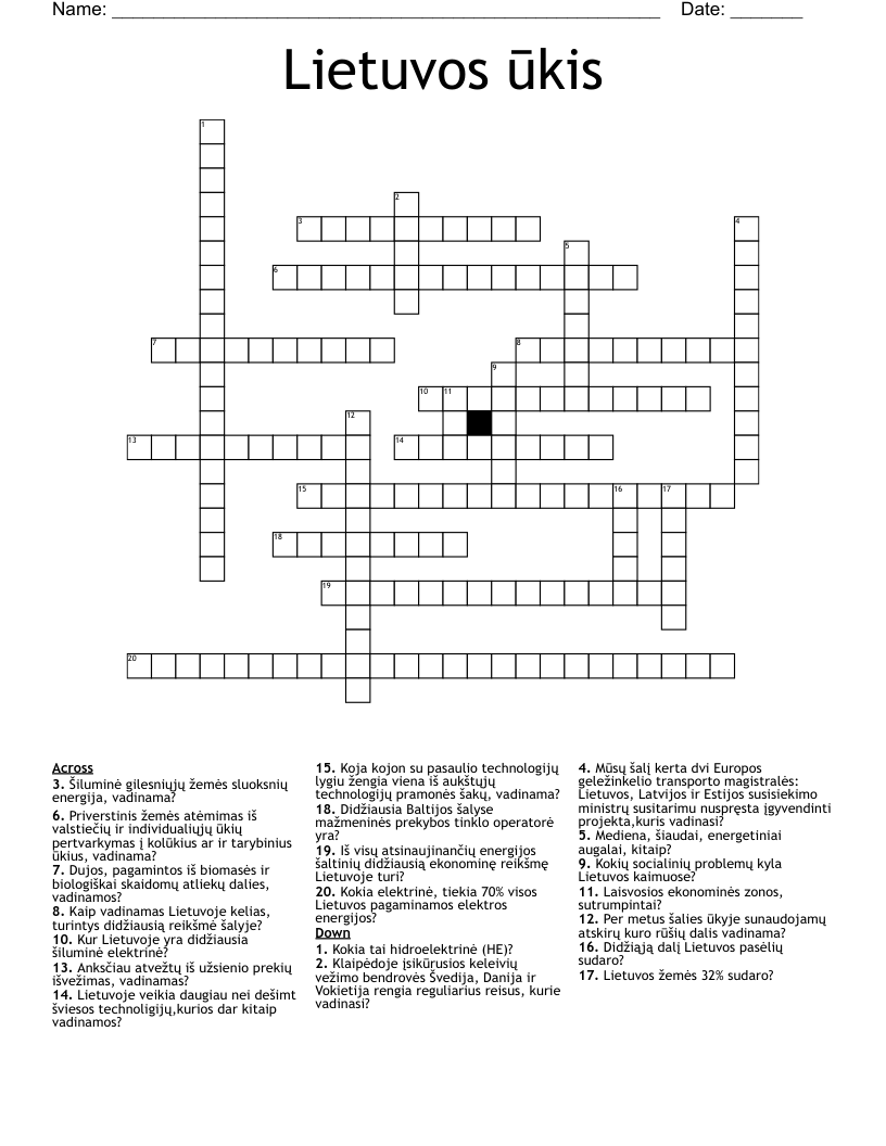 Lietuvos ūkis Crossword