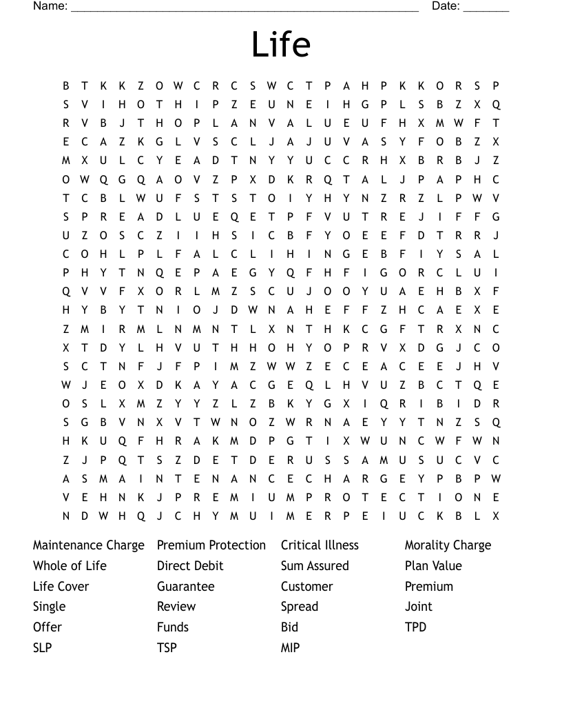Life Word Search