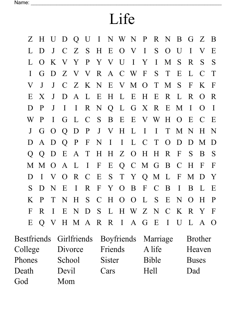 Life Word Search