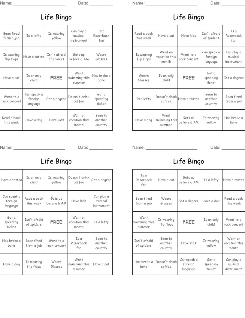 Life Bingo