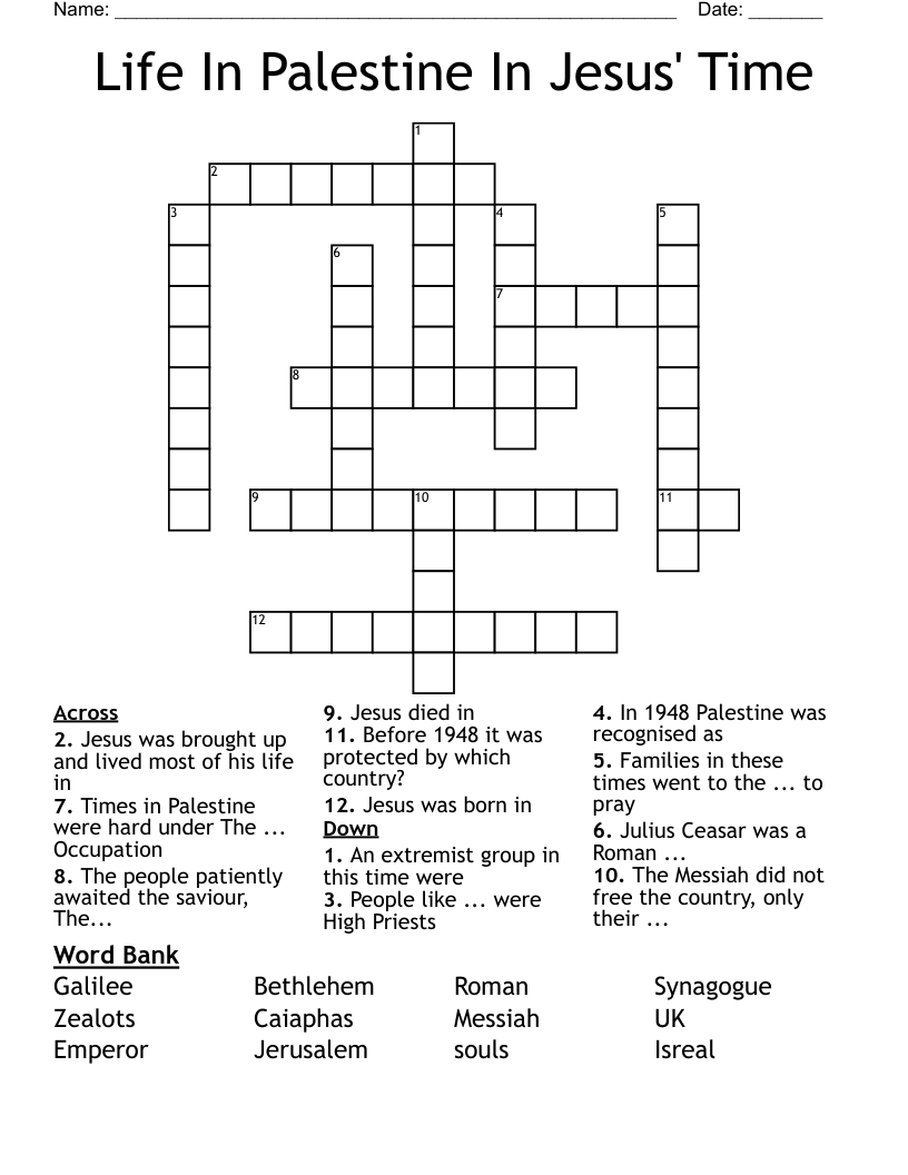 Life In Palestine In Jesus' Time Crossword