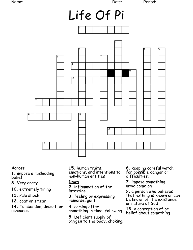 Life Of Pi Crossword