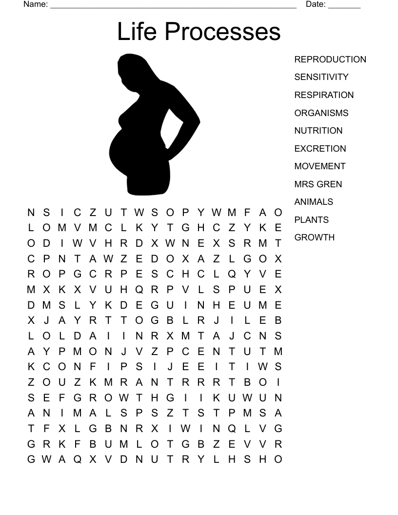 Life Processes Word Search
