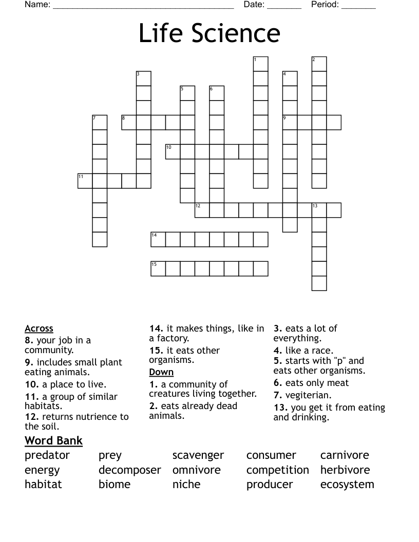 Life Science Crossword