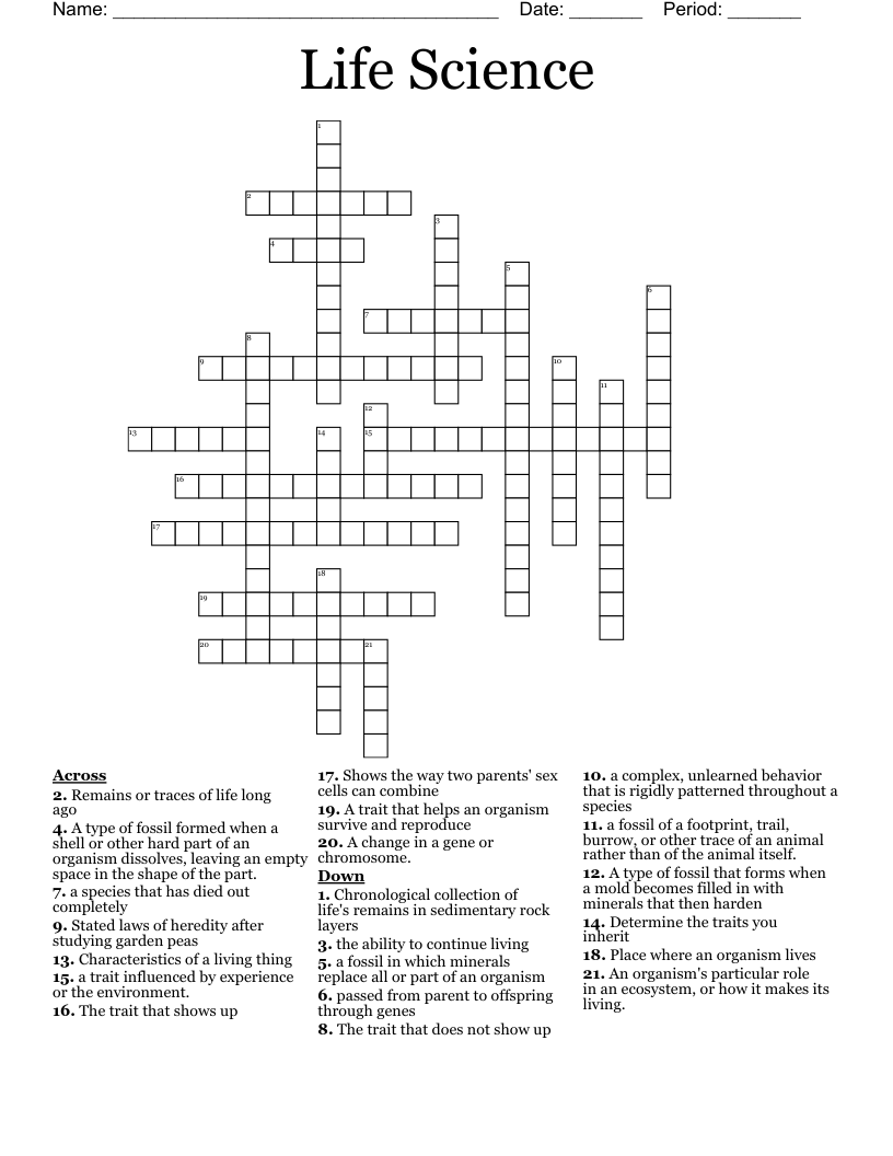 Life Science Crossword