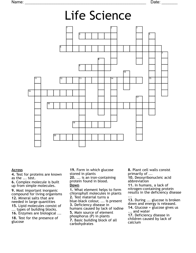 Life Science Crossword