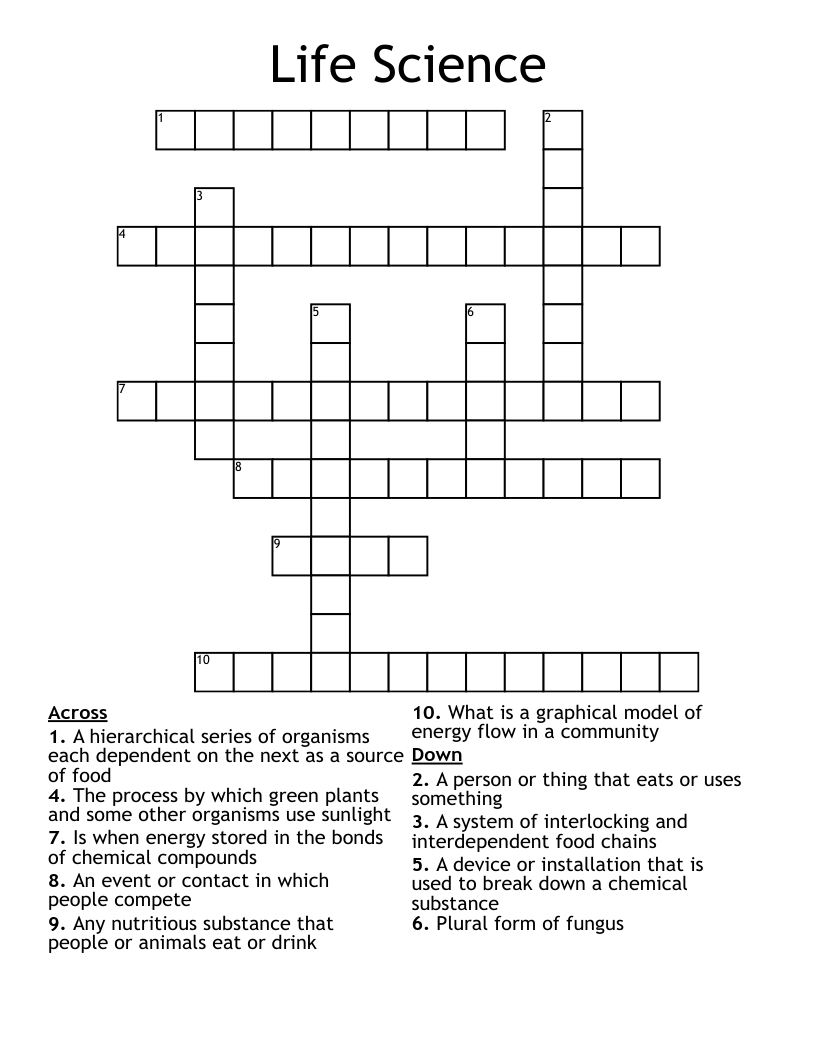 Life Science Crossword
