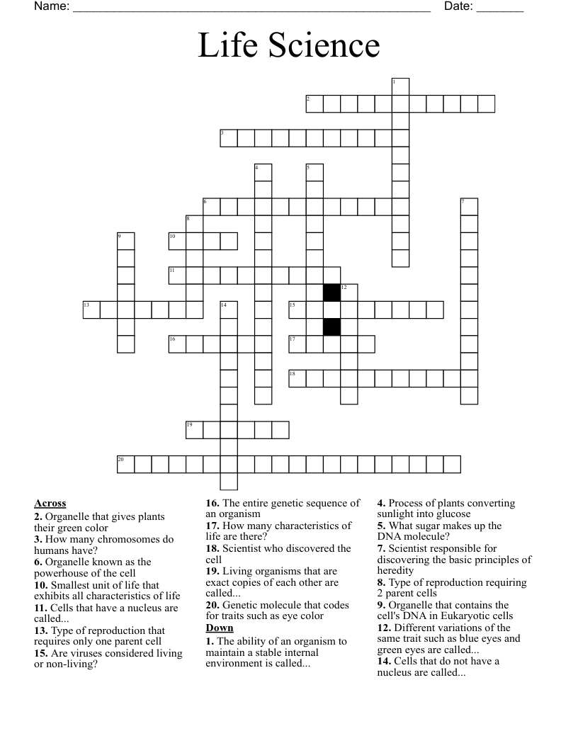 Life Science Crossword