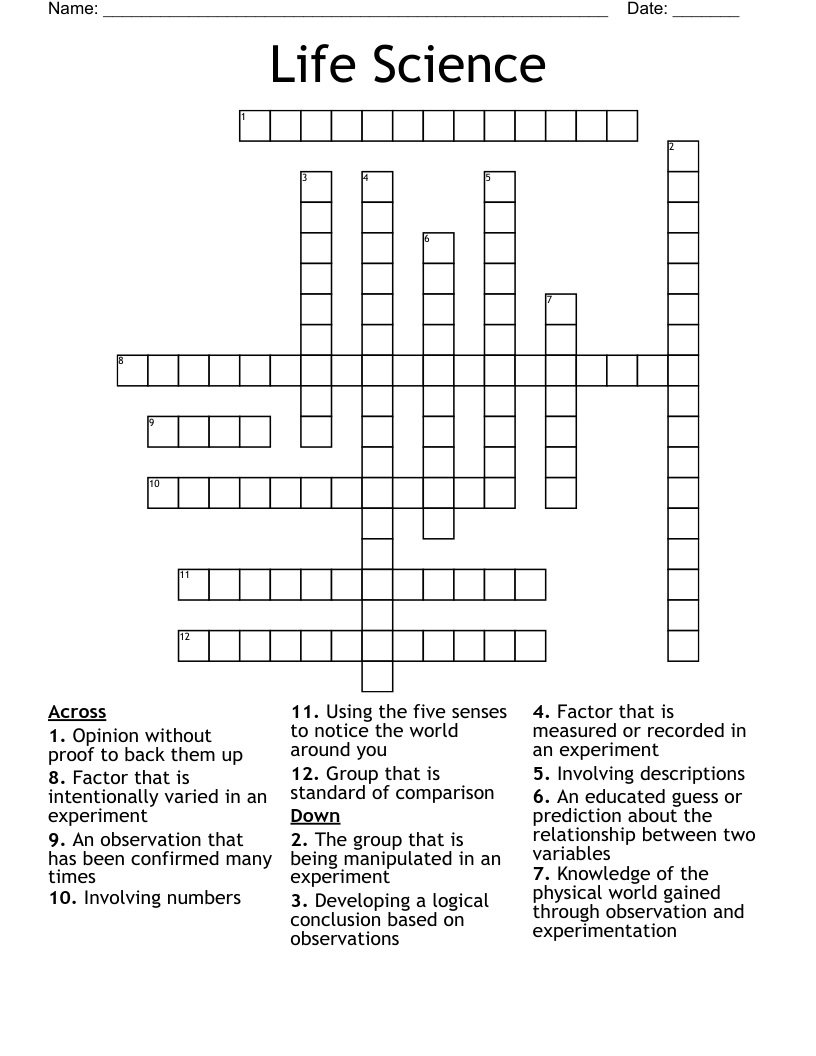 Life Science Crossword