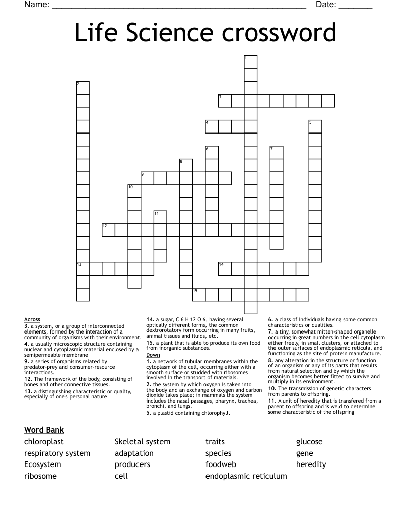Life Science crossword