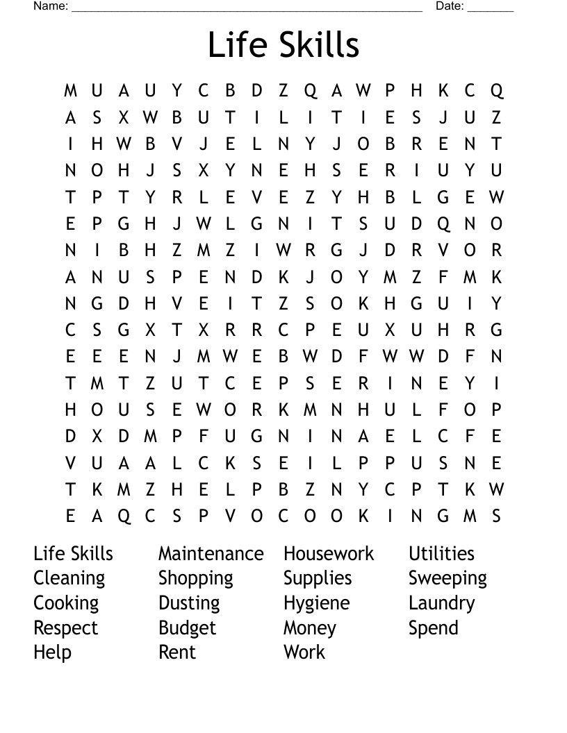 Life Skills Word Search