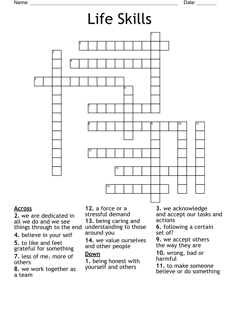 Life Skills  Crossword