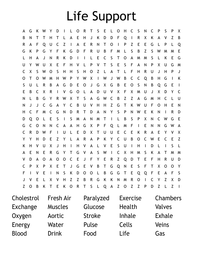 Life Support Word Search
