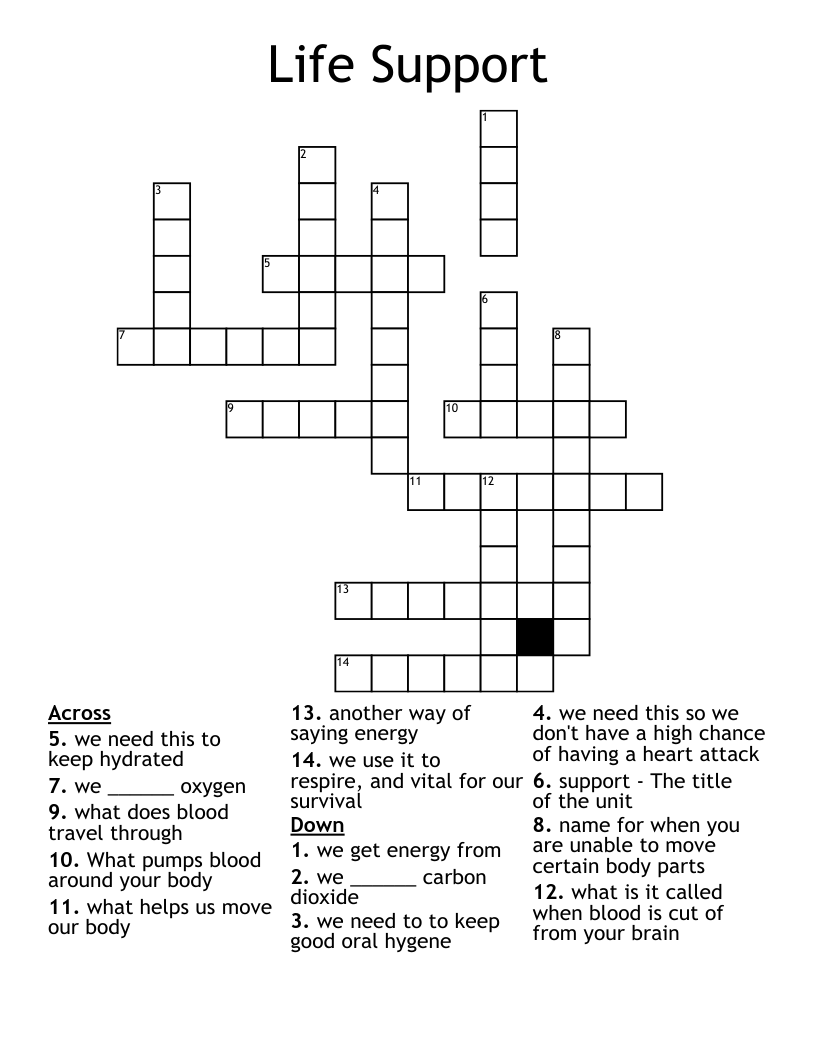 Life Support Crossword