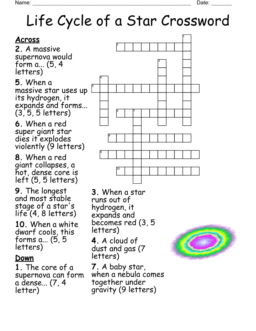 Life Cycle of a Star Crossword