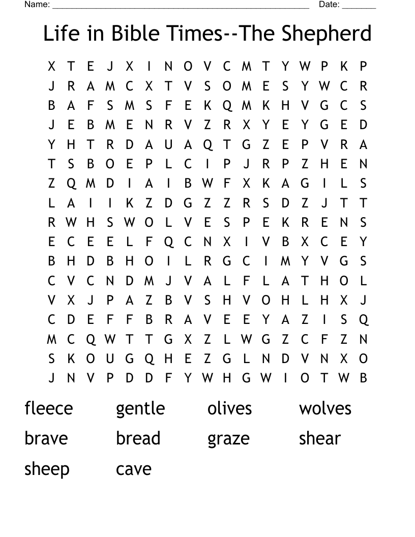 Life in Bible Times--The Shepherd Word Search