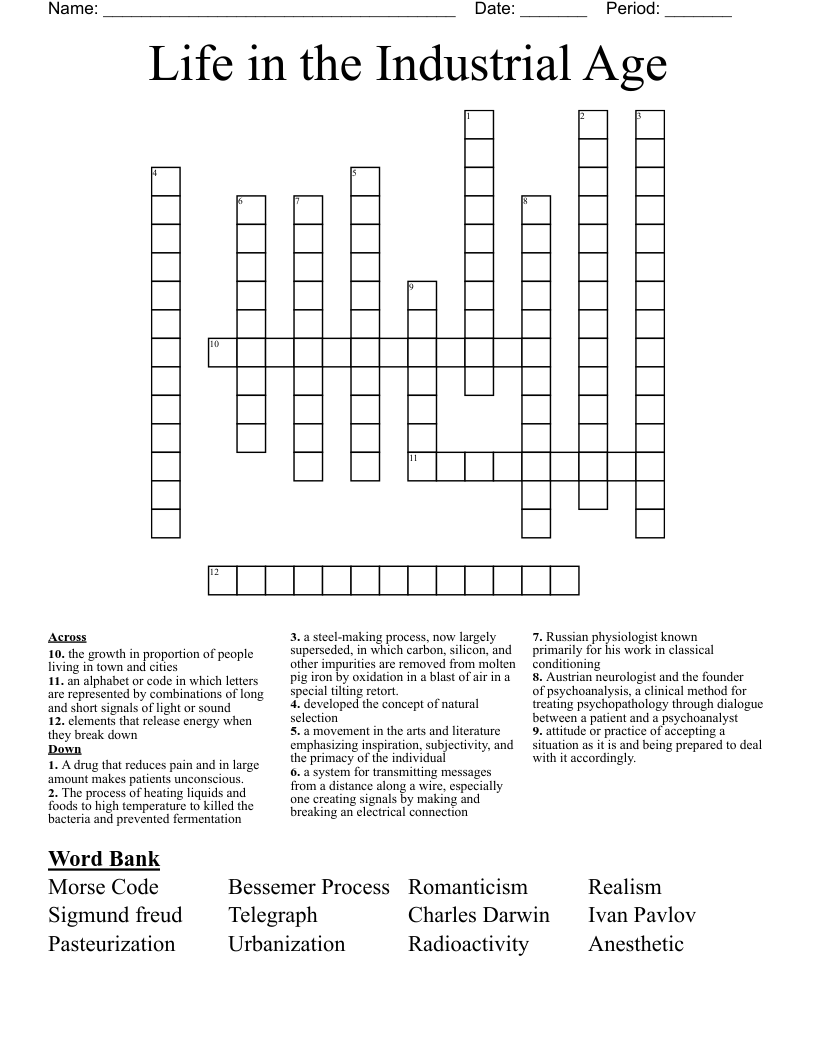 Life in the Industrial Age  Crossword