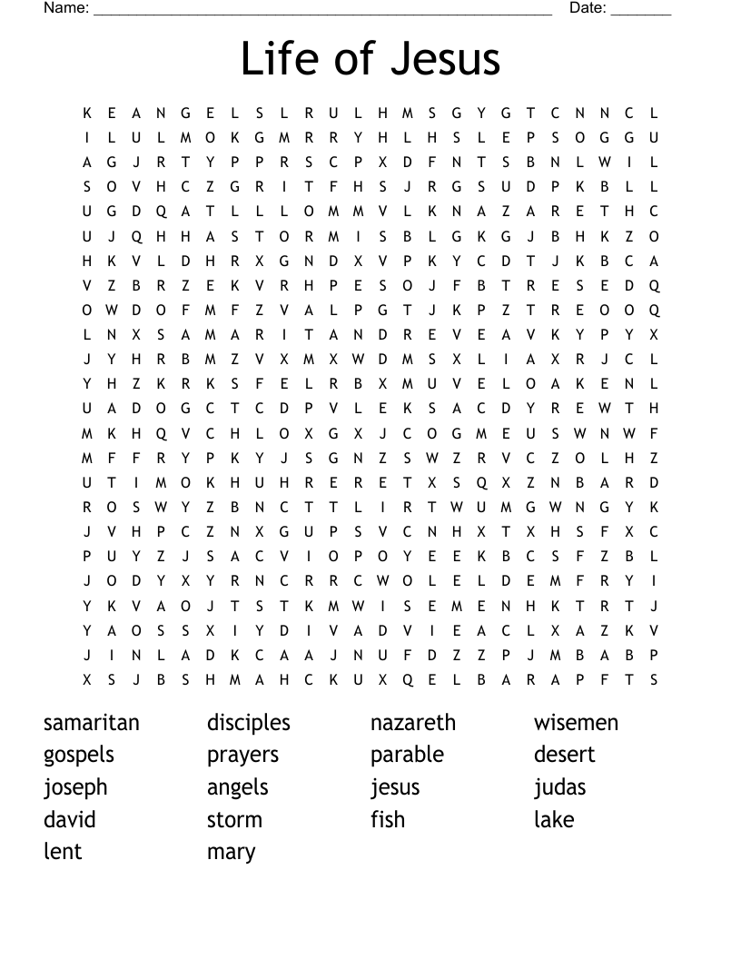 Life of Jesus Word Search