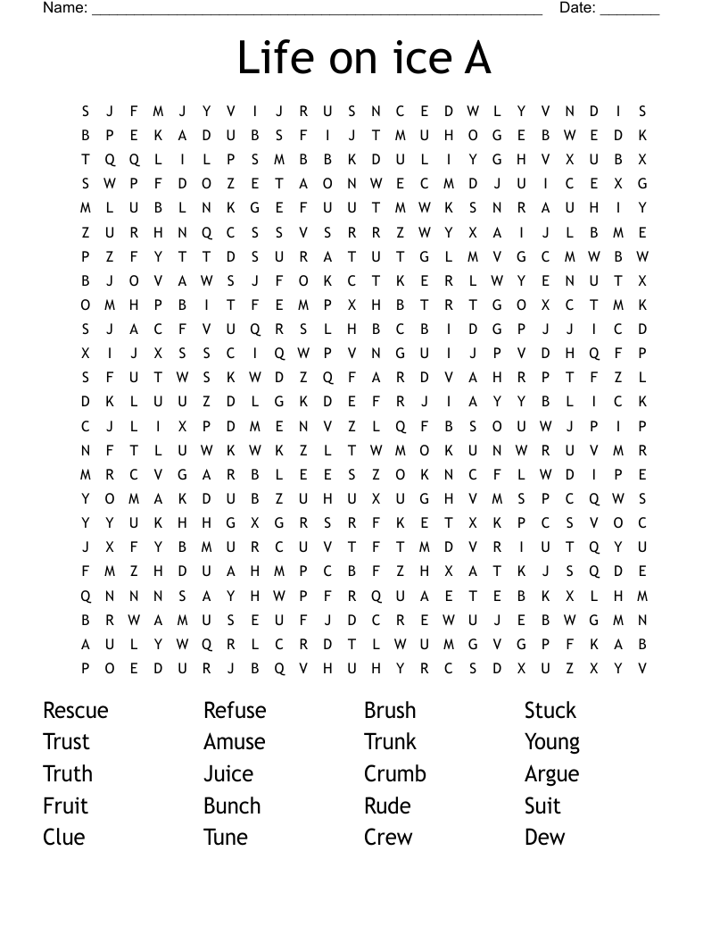Life on ice A Word Search