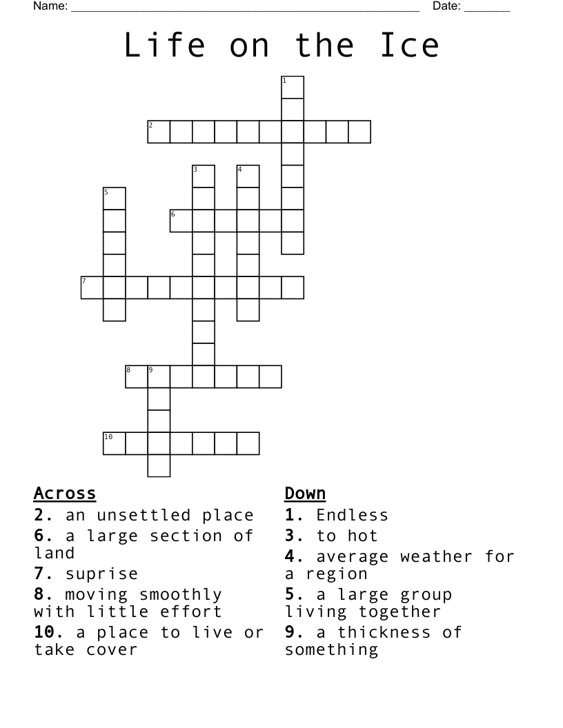Life on the Ice Crossword