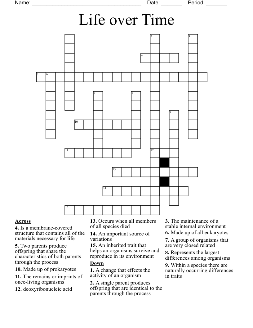 Life over Time Crossword