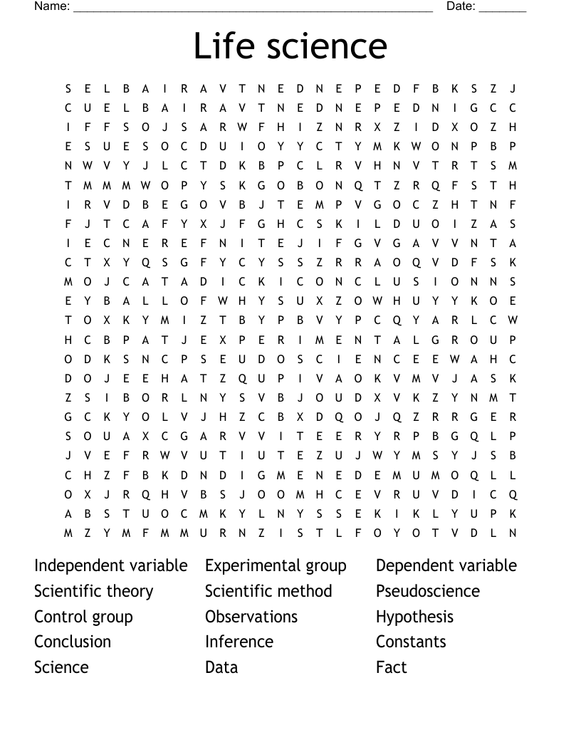 Life science  Word Search