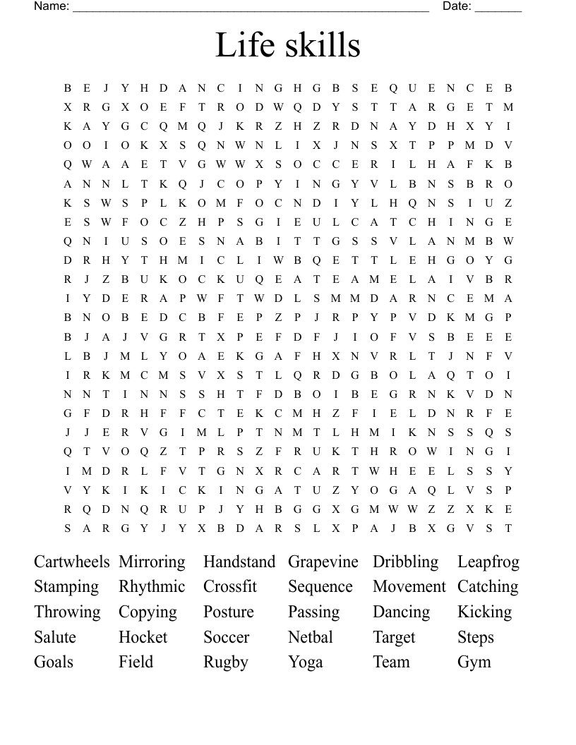 Life skills Word Search