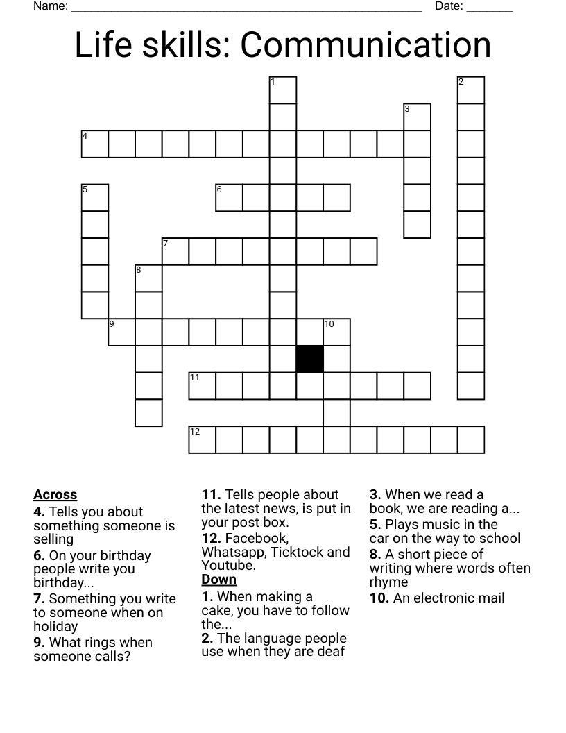 Life skills: Communication Crossword