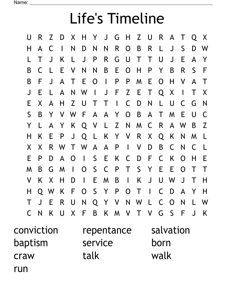 Life's Timeline Word Search