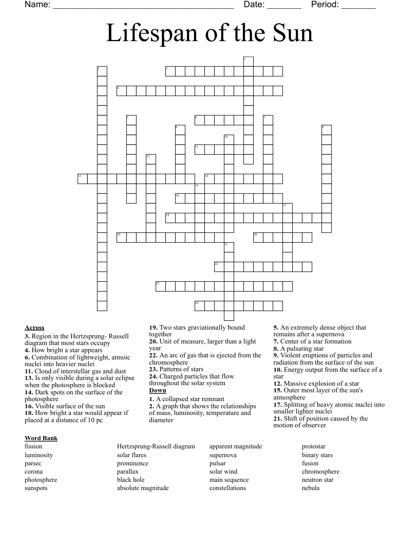 Lifespan of the Sun Crossword