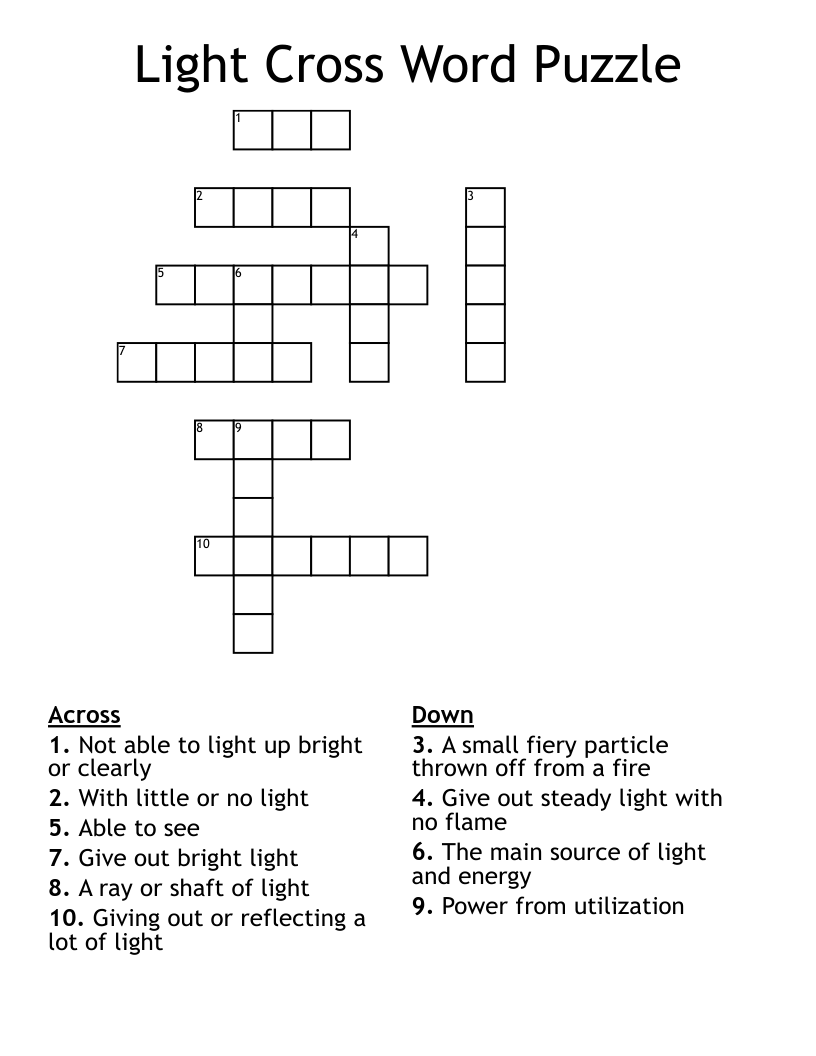 Light Cross Word Puzzle