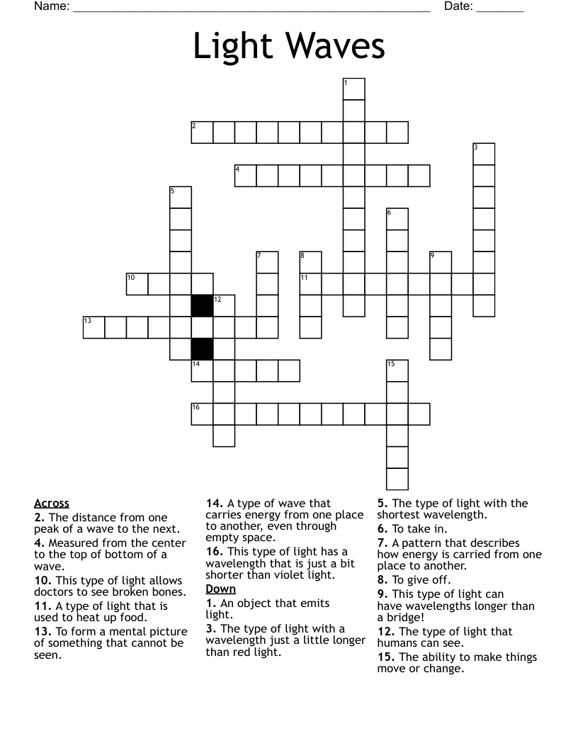 Light Waves Crossword