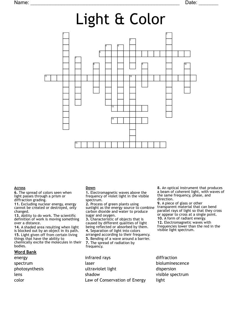 Light & Color Crossword