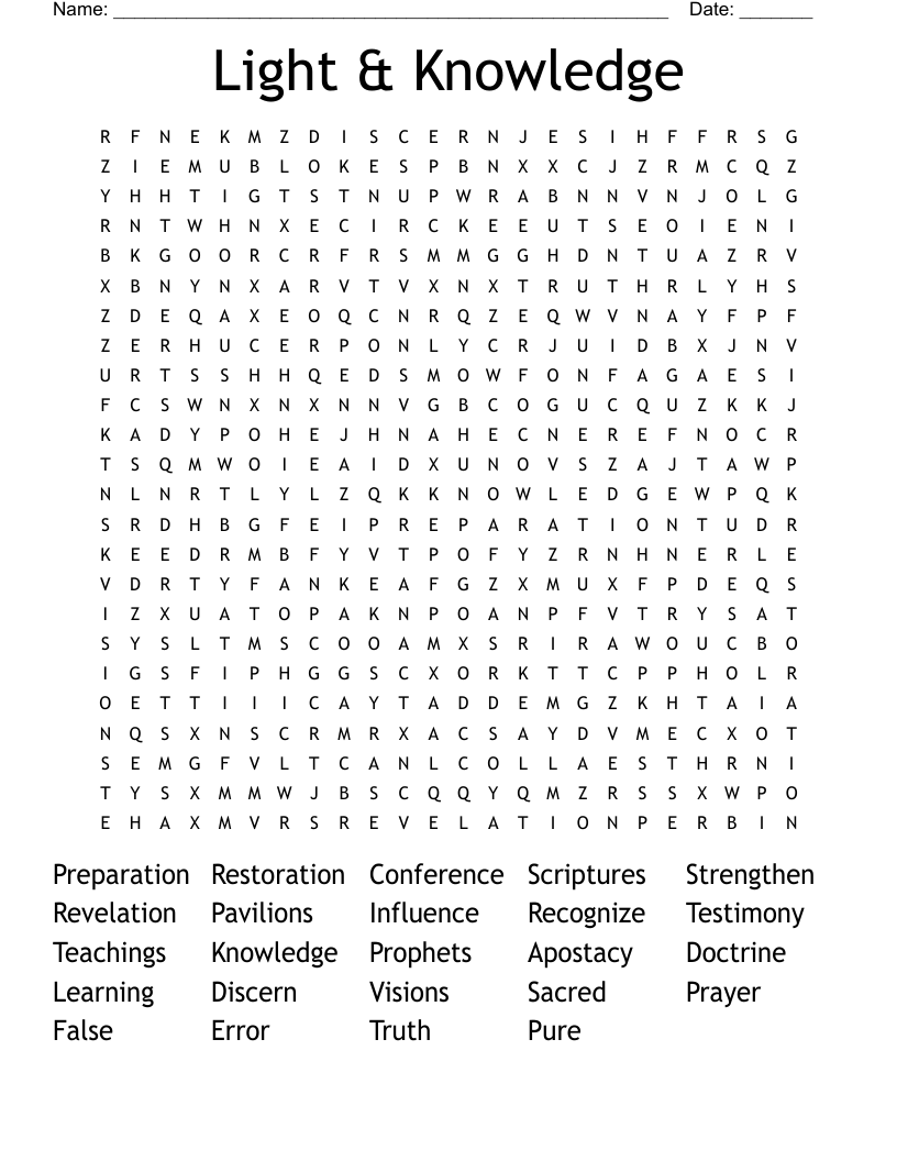 Light & Knowledge Word Search