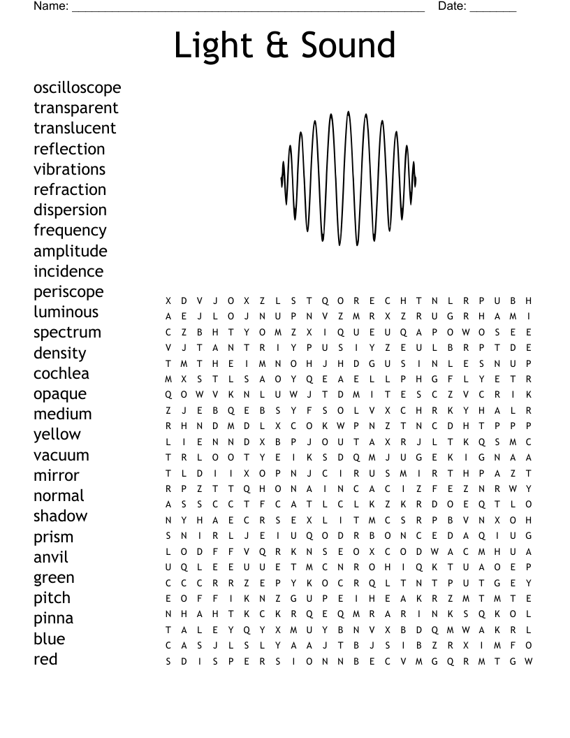 Light & Sound Word Search