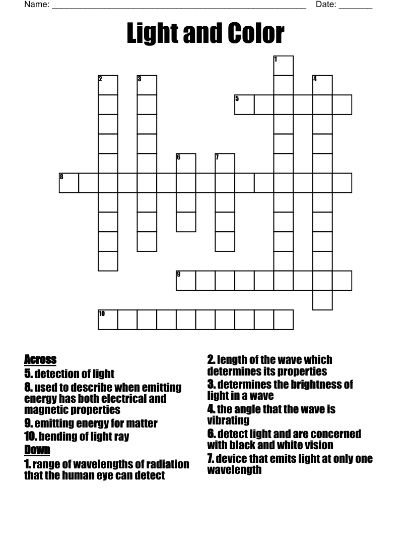 Light and Color Crossword