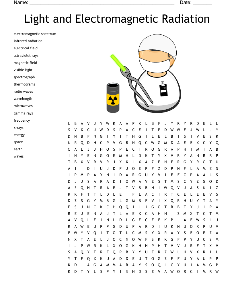 Light and Electromagnetic Radiation Word Search